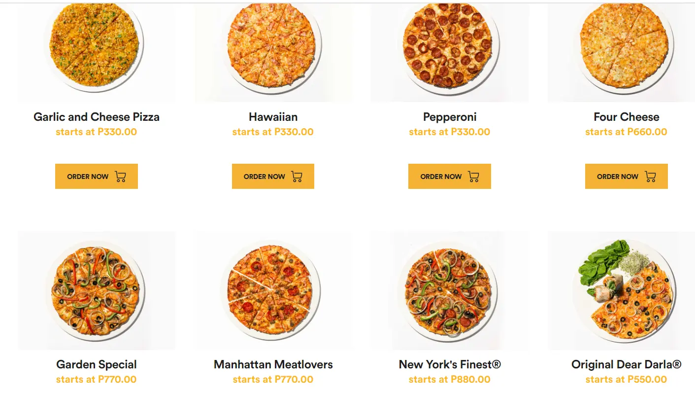 YELLOW CAN CLASSIC PIZZAS MENU 2024