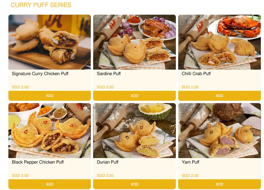 1A CRISPY PUFFS CURRY PUFF SERIES MENU PRICE