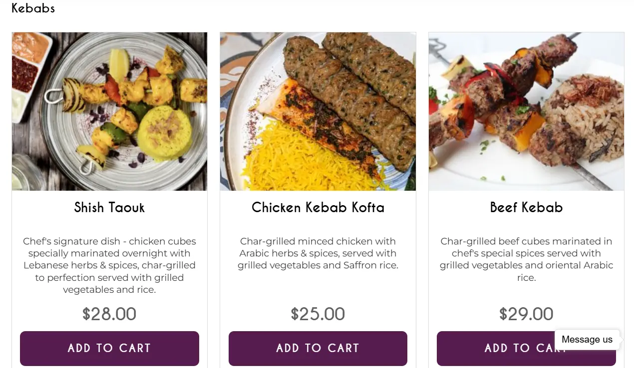 BEIRUT GRILL KEBABS MENU PRICES SINGAPORE