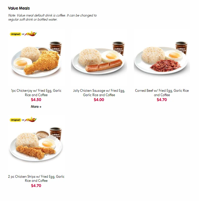 JOLLIBEE BREAKFAST MENU PRICES