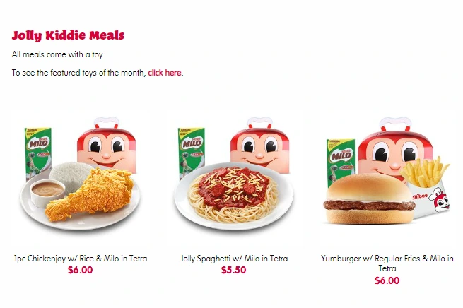 JOLLIBEE KIDS MENU SINGAPORE