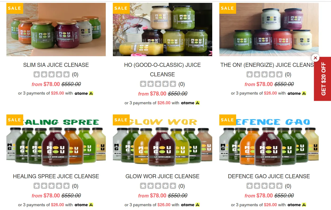 MOUGOU JUICE – JUICE CLEANSE PACK MENU PRICE