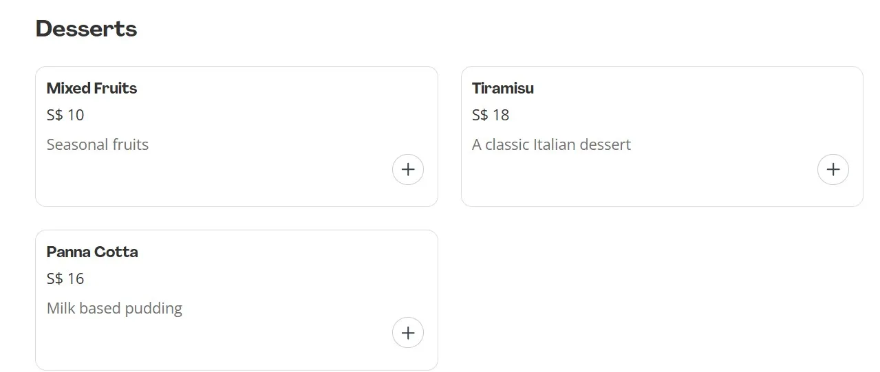 PANINOTECA DESSERTS MENU PRICE