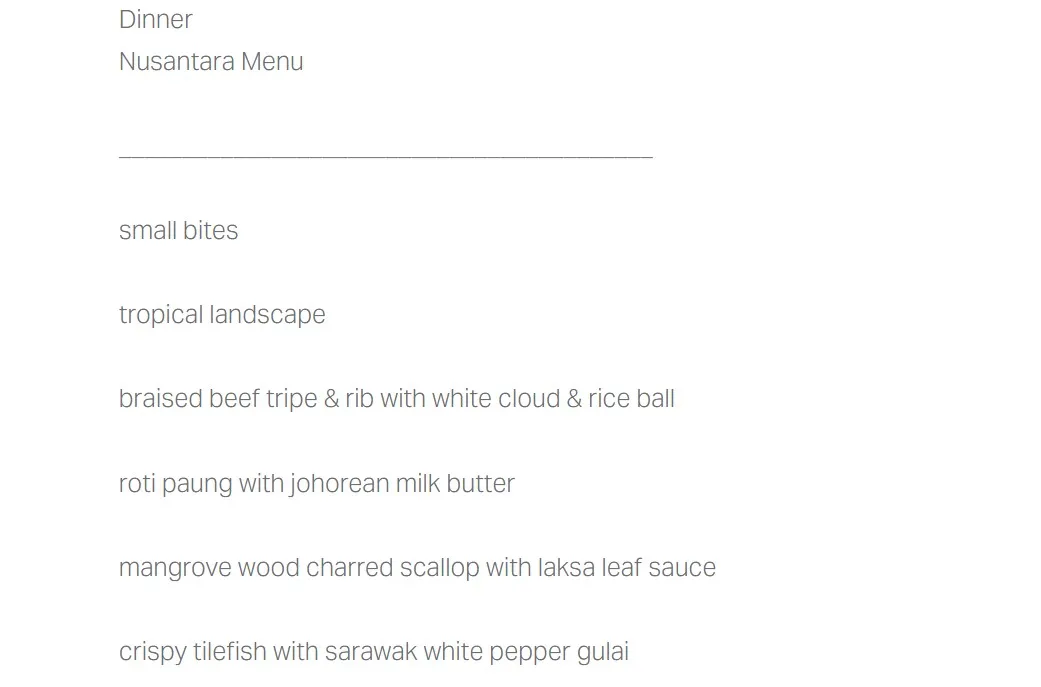 SEROJA DINNER BUFFET MENU PRICE