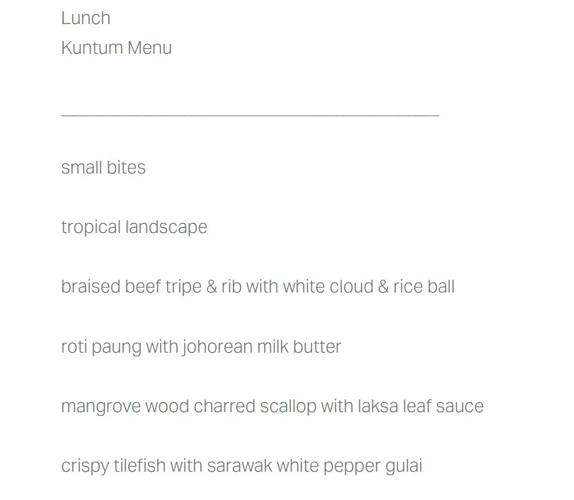 SEROJA LUNCH BUFFET MENU WITH PRICE