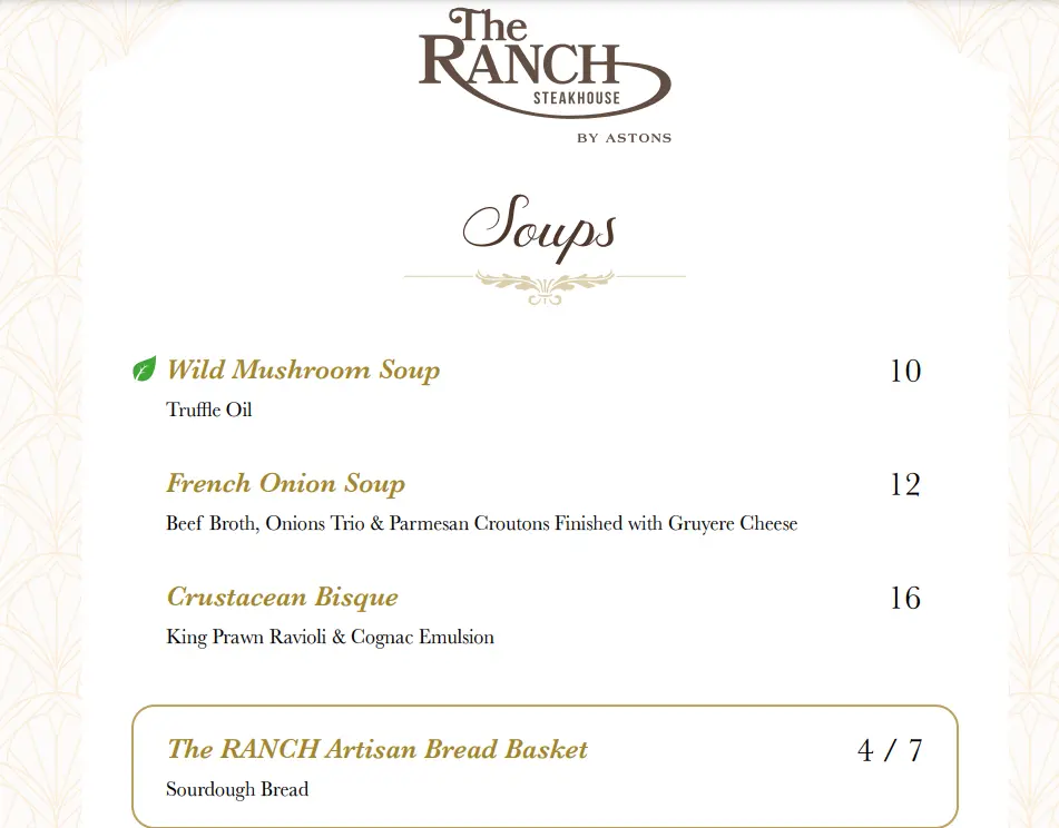 THE RANCH SOUP MENU PRICE