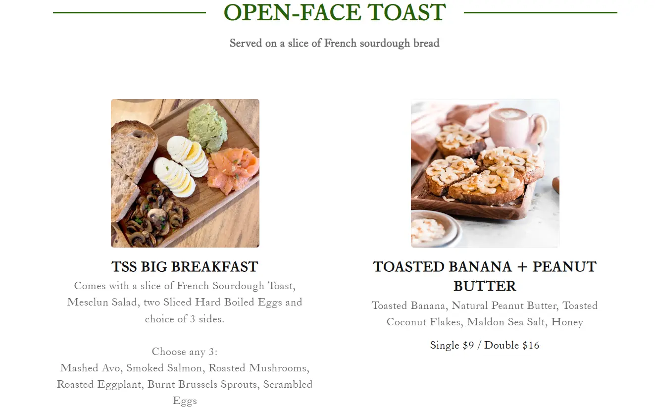 THE SOCIAL SPACE OPEN-FACE TOAST MENU PRICE