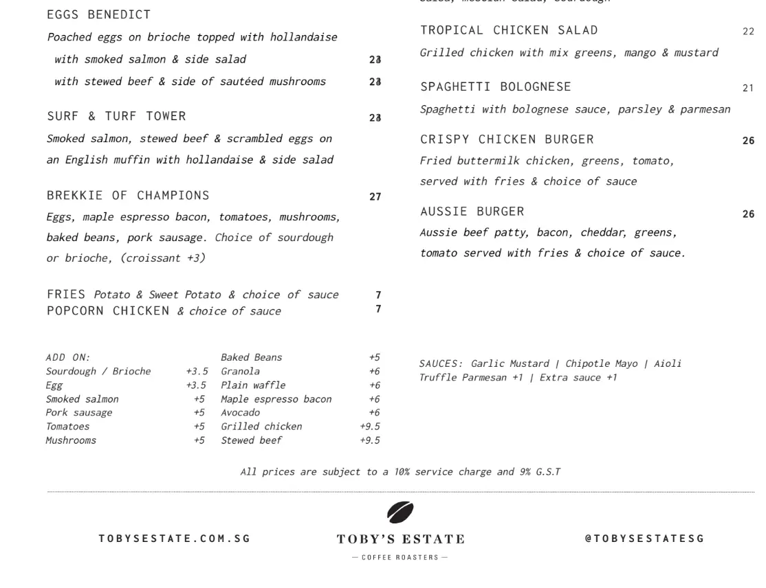 TOBY’S ESTATE HEALTHY BOWLS MENU PRICES SINGAPORE