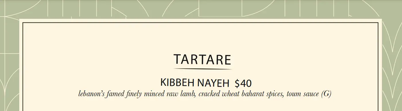 UMMI BEIRUT TARTARE MENU PRICE