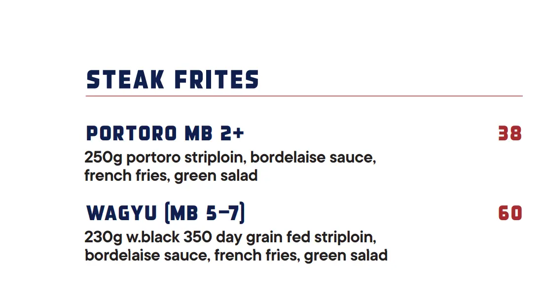 WILDFIRE BURGERS STEAK FRITES MENU PRICE