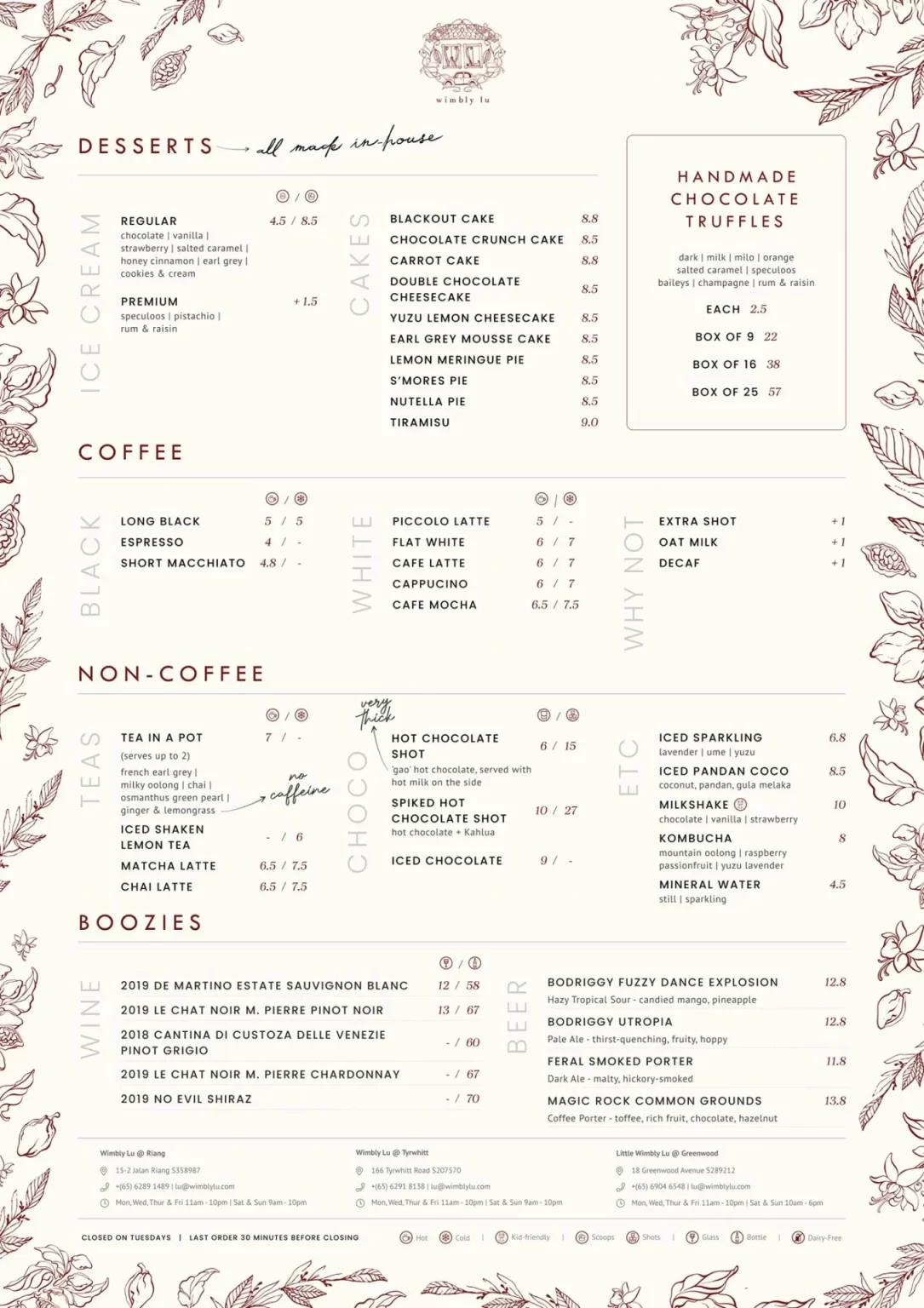 WIMBLY LU COFFEE MENU PRICE