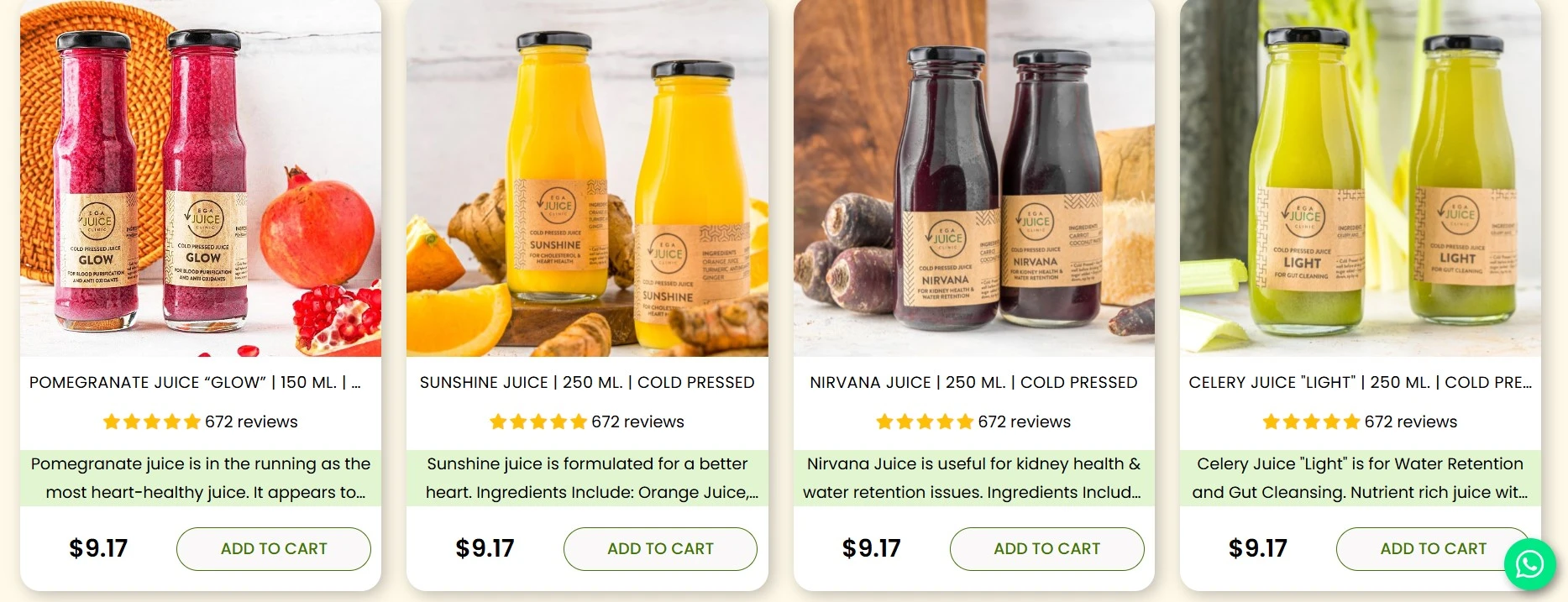 EGA WELLNESS FRESH JUICES MENU PRICE