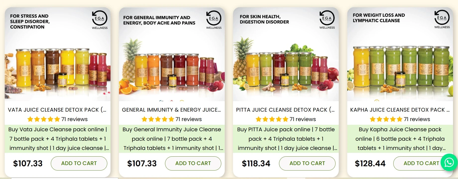 EGA WELLNESS JUICE CLEANSE MENU WITH PRICE