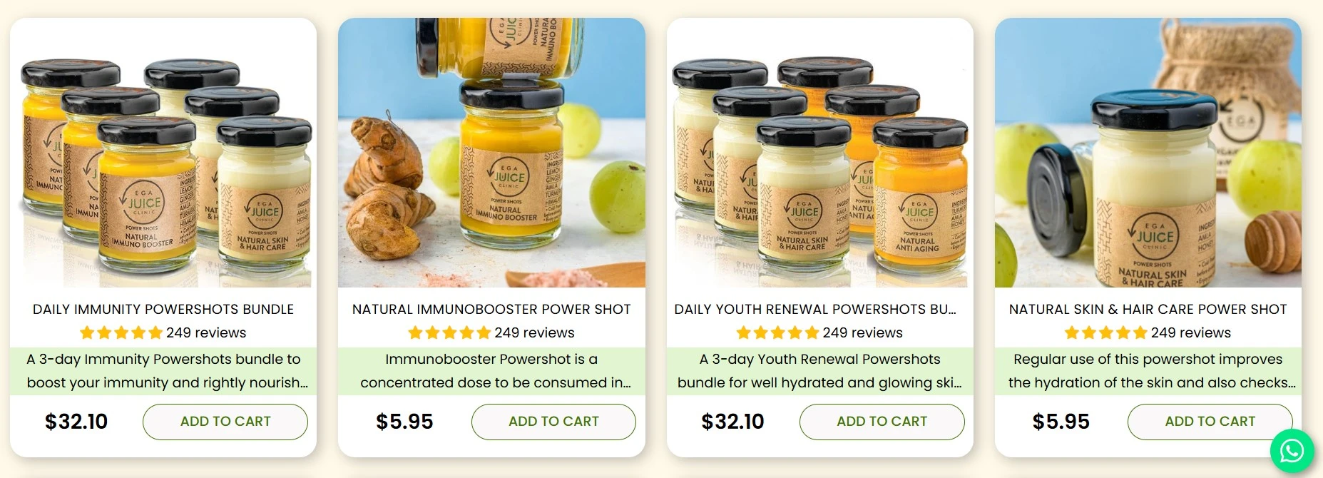 EGA WELLNESS POWER SHOTS MENU PRICE