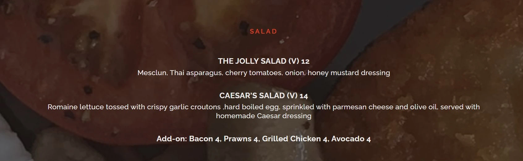 THE JOLLY ROGER SALAD MENU PRICE