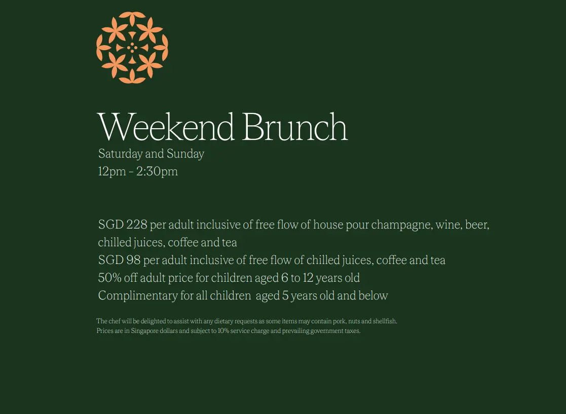 EMBU WEEKEND BRUNCH BUFFET MENU SINGAPORE